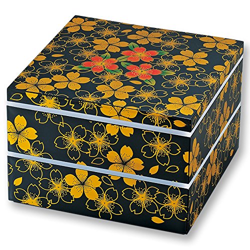 重箱 おせち 二段重 木製漆塗 梅に鶯沈金黒 6寸 18cm 漆器 アウトレット 重箱 おせち 二段重 木製漆塗 梅に鶯沈金黒 6寸 18cm